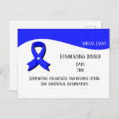 Blue Awareness Ribbon White Heart Fundraiser Postkarte (Vorne/Hinten)