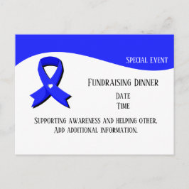Blue Awareness Ribbon White Heart Fundraiser Postkarte