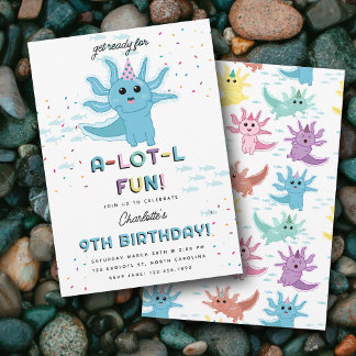 Blue Axolotkids Niedlich Salamander Geburtstagspar Einladung