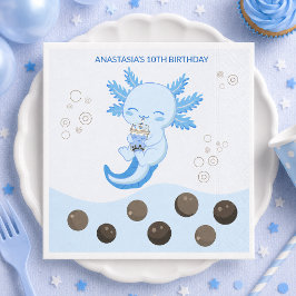 Blue Axolotl Blubble Milk Boba Tea Geburtstag Serviette