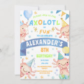 Blue Axolotl Niedlich Salamander Aquatic Birthday Einladung (Vorderseite)