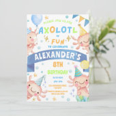 Blue Axolotl Niedlich Salamander Aquatic Birthday Einladung (Stehend Vorderseite)