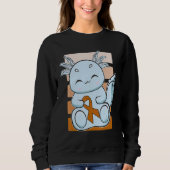 Blue Axolotl With Orange Ribbon For Leukemia Aware Sweatshirt (Vorderseite)
