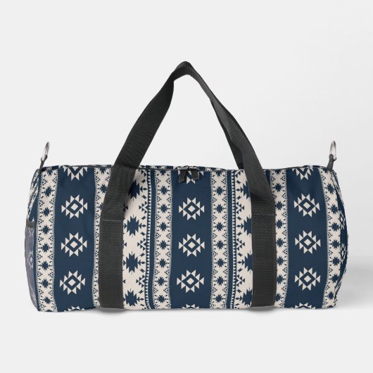 Blue Aztec Print Cut Sew Bag Duffle Bag (Rückseite)