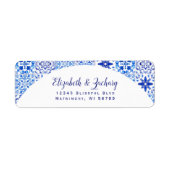 Blue Azulejos Arch Wedding Return Address Label (Vorne)