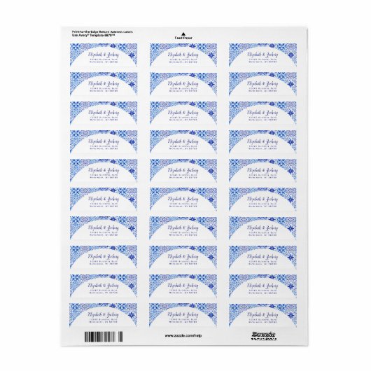 Blue Azulejos Arch Wedding Return Address Label (Vorne)