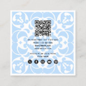 Blue Azulejos Portugiesisches Mittelmeer Quadratische Visitenkarte (Rückseite)