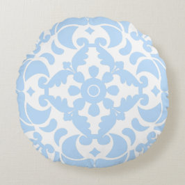 Blue Azulejos Portugiesisches Mittelmeer Rundes Kissen