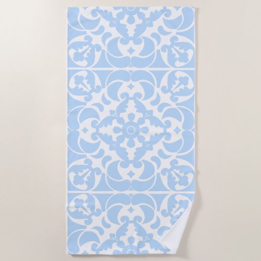 Blue Azulejos Portugiesisches Mittelmeer Strandtuch (Vorderseite)