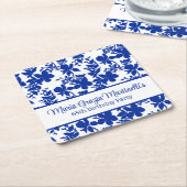 Blue Azure Floral Pattern | Chic Birthday Party Rechteckiger Pappuntersetzer (angewinkelt)