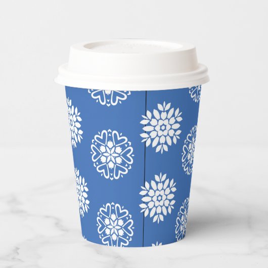 Blue Azure Mediterranean Tiles Pattern Pappbecher (Links)