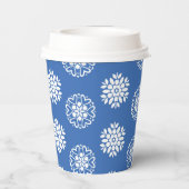 Blue Azure Mediterranean Tiles Pattern Pappbecher (Rückseite)