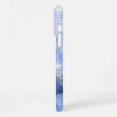 Blue Azure Watercolor Alkohol Tinte individuell ei iPhone Hülle (Linke Seite)