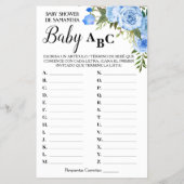 Blue Baby ABC Zweisprachige Baby-Duschkarte Flyer (Hinten)