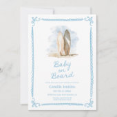 Blue Baby an Bord Beach Baby Dusche Einladung (Vorderseite)