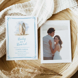 Blue Baby an Bord Beach Baby Dusche Einladung