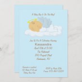Blue Baby Angel Baby Dusche Einladung (Vorne/Hinten)