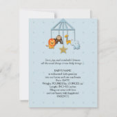 Blue Baby Animal Mobile Baby Ankündigung (Vorderseite)