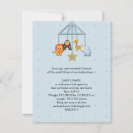 Blue Baby Animal Mobile Baby Ankündigung