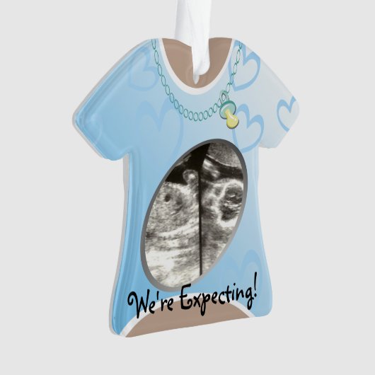 Blue Baby Ankündigung von Maternity Shirt Ornament (Vorderseite)