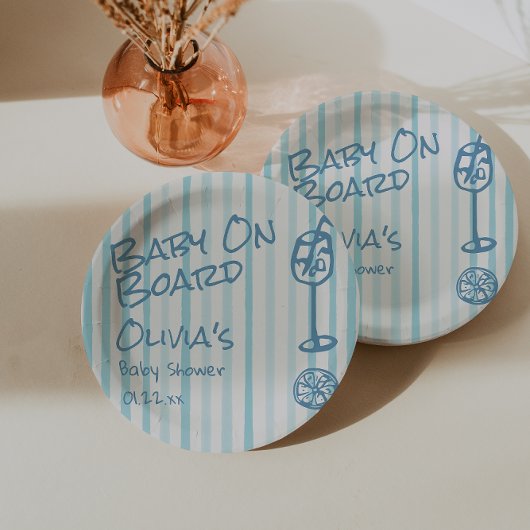 Blue Baby auf Board Baby Dusche Pappteller