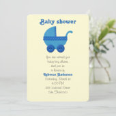 Blue Baby Babywagen Einladung (Stehend Vorderseite)