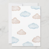 Blue Baby Bear Balloon Baby Dusche Einladung (Rückseite)