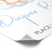 Blue Baby Bear Balloon Baby Dusche Windel Raffle Poster (Ecke)