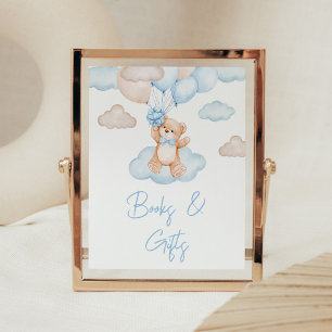 Blue Baby Bear Balloon Babydusche Bücher und Gesch Poster