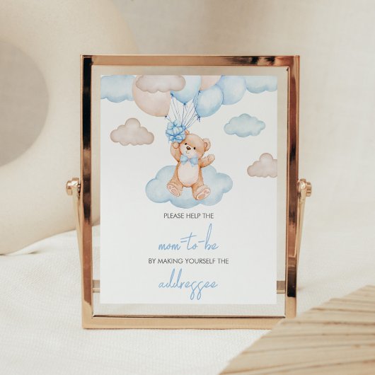 Blue Baby Bear Balloon Envelope Station Poster
