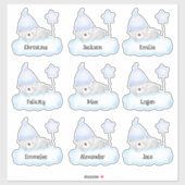 Blue Baby Bear Custom Multiple Name Stickers Aufkleber (Blatt)