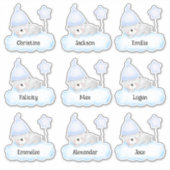 Blue Baby Bear Custom Multiple Name Stickers Aufkleber (Vorderseite)