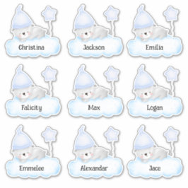 Blue Baby Bear Custom Multiple Name Stickers Aufkleber