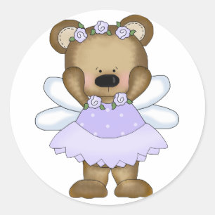 Blue Baby Bear Fairy Runder Aufkleber
