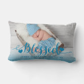 Blue Baby Birth Foto Keepake Pillow Lendenkissen (Rückseite)