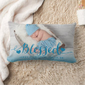 Blue Baby Birth Foto Keepake Pillow Lendenkissen (Decke)