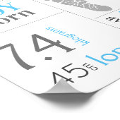 Blue Baby Birth Stat-Zeichen mit Fußabdruck Poster (Ecke)