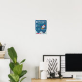 Blue Baby Birth Stats Signieren mit Red Space Rock Poster (Heimbüro)