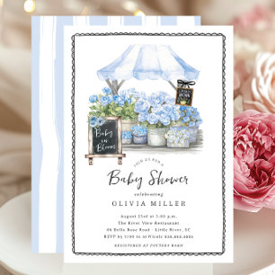 Blue Baby Bloom Dusche Einladung