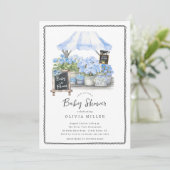 Blue Baby Bloom Dusche Einladung (Stehend Vorderseite)