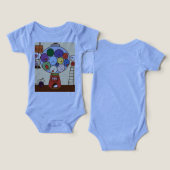 "Blue Baby Bodysuit with Colorful Balloon Illustra (Design Vorderseite & Rückseite)
