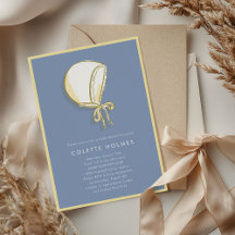 Blue Baby Bonnet Baby Dusche Einladung