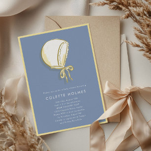 Blue Baby Bonnet Baby Dusche Einladung