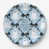 Blue Baby Boo Almost Due Geister und Black Bows Pappteller (Vorderseite)