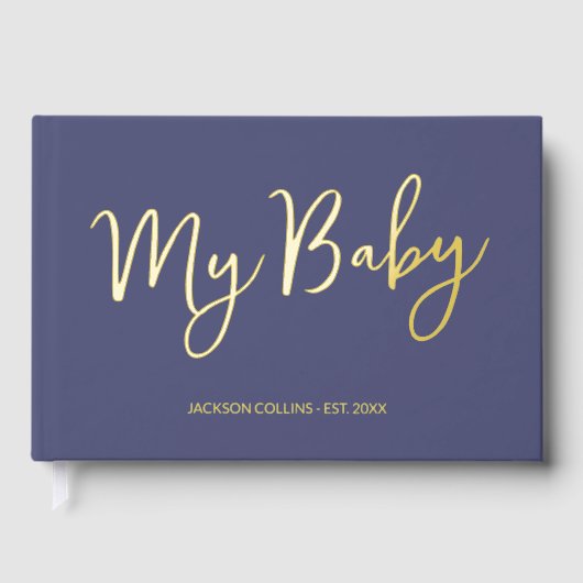 Blue Baby Book Fohling Script Keepake für Mutter Gästebuch (Vorderseite)