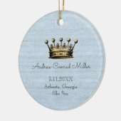 Blue Baby Boy Ankündigung von Gold Crown Keramik Ornament (Links)
