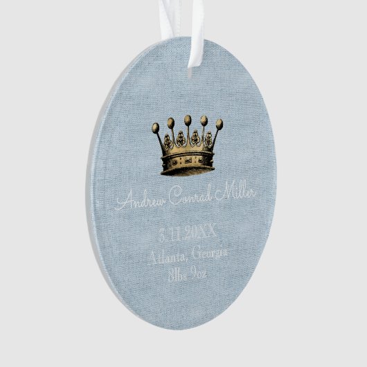 Blue Baby Boy Ankündigung von Gold Crown Ornament (Vorderseite)