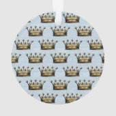 Blue Baby Boy Ankündigung von Gold Crown Ornament (Rückseite)