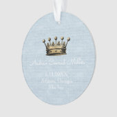 Blue Baby Boy Ankündigung von Gold Crown Ornament (Vorderseite)
