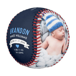 Blue Baby Boy Announcement Foto Baseball